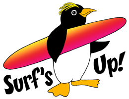 Surf's Up Penguin Sayings & Quotes Tshirts Gifts